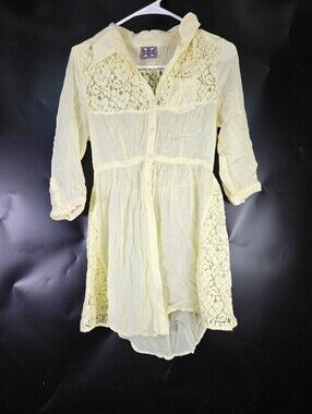 Free People Yellow Button Down Blouse